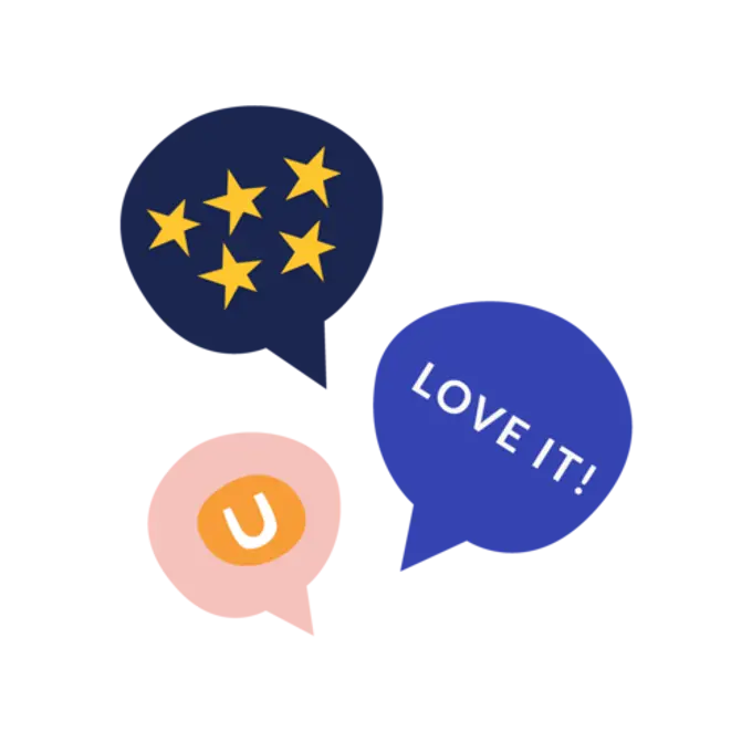 Icon of speech bubbles with positive reviews