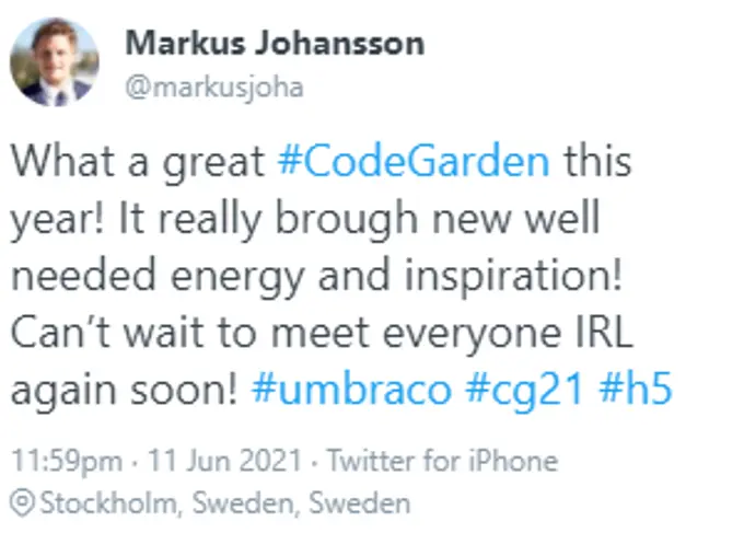 Codegarden Tweet 1