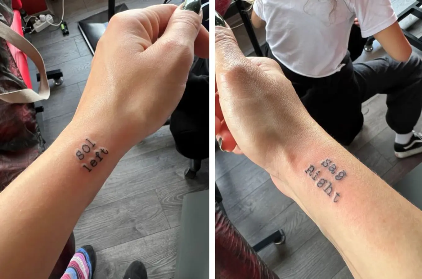 Büşra's Left and Right Tattoos to help with directions!