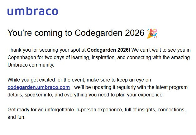 Codegarden Confirmation