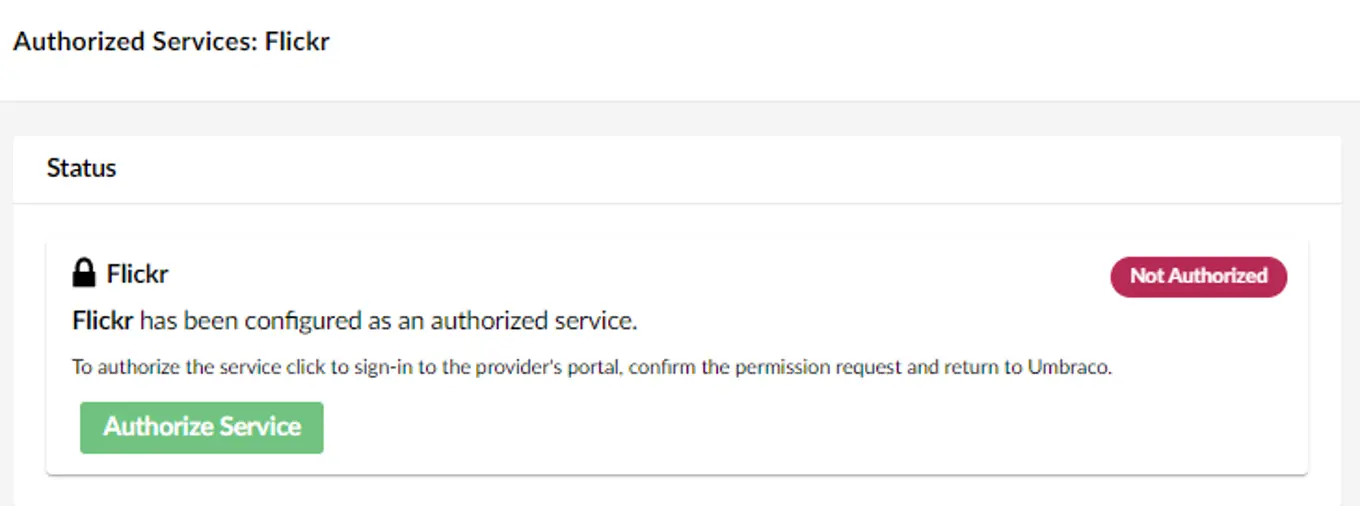 Screenshot: Status of Authorized services