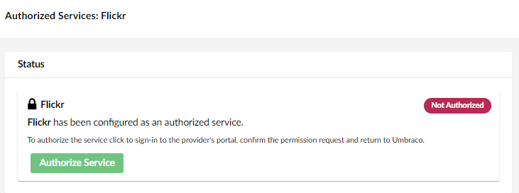 Screenshot: Status of Authorized services