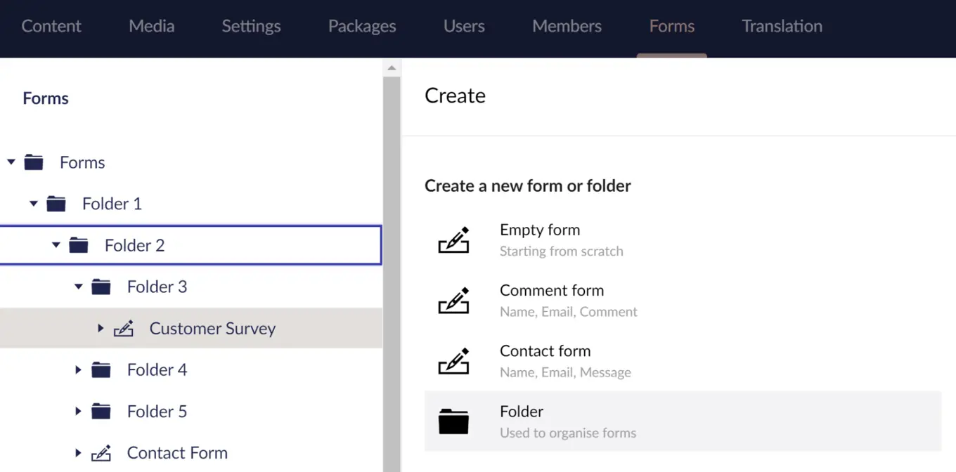 1999X988 Umbraco Forms 8.8 Organize Forms In Folders