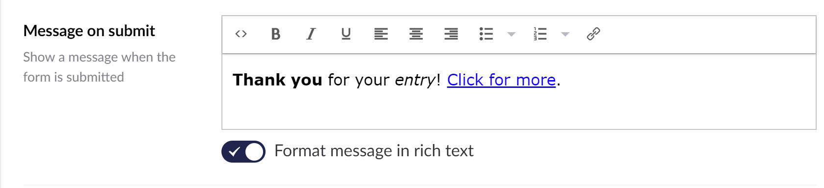 Umbraco Forms 11.1 Rich Text Options For Messages And Emails 1682X385px