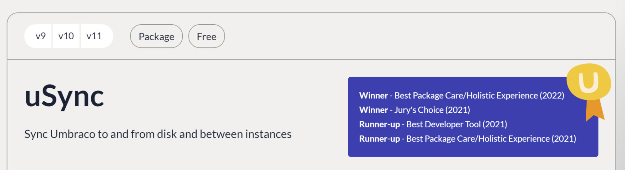 Umbraco Marketplace Package Award Titles 1999X545px