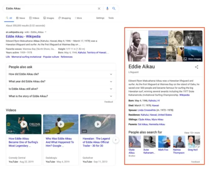 Google Knowledge Graph Example