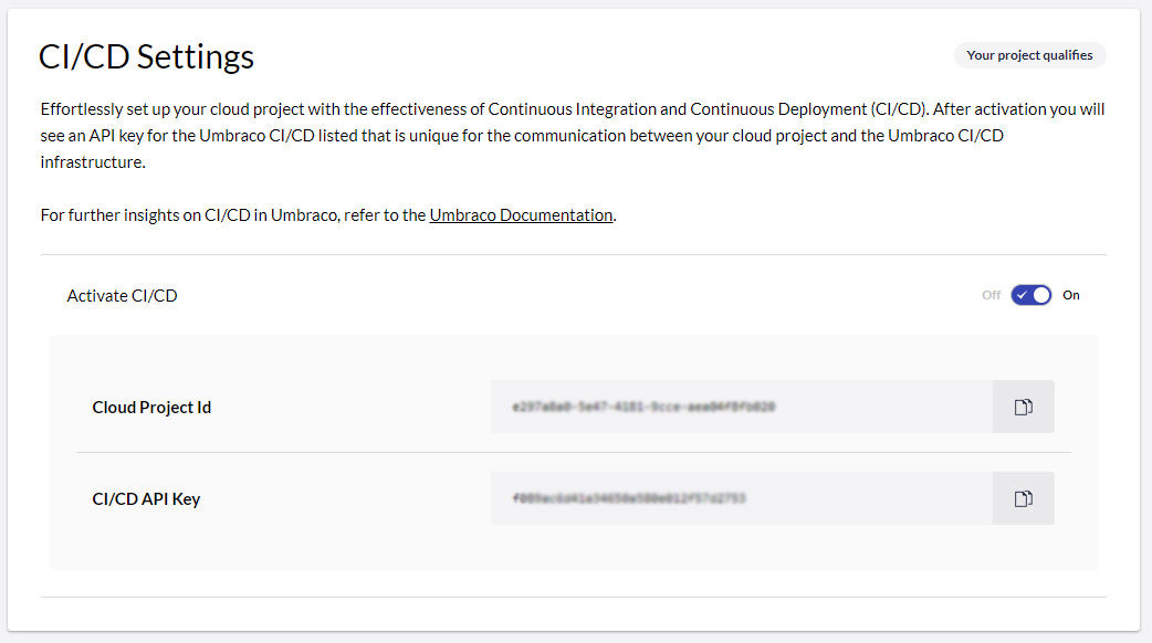 Umbraco Cloud Enable CICD 1042X582px