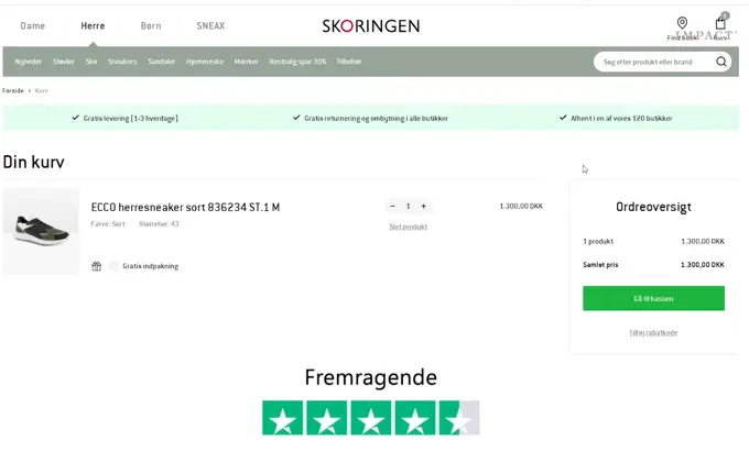 Skoringen product cart page screenshot