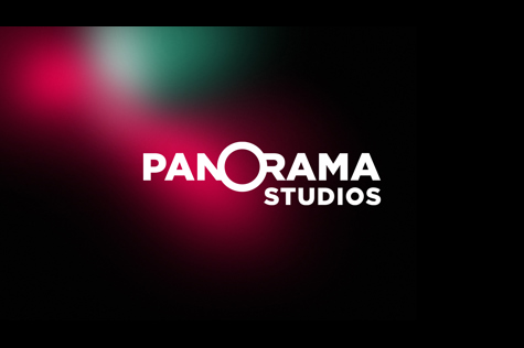 PANORAMA STUDIOS logo in white text on a dark red and black gradient background