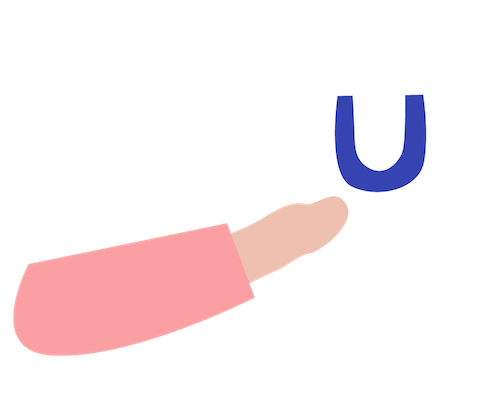 Pink hand with U logo