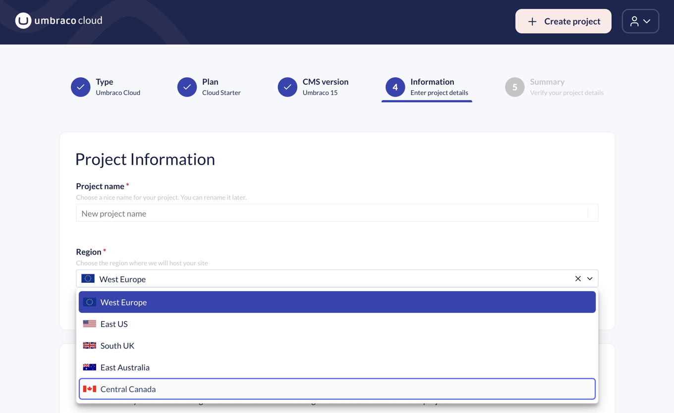 Umbraco Cloud Canadian Region